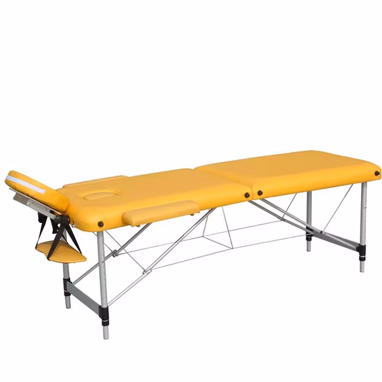 Table de massage pliante polyvalente en aluminium avec sac de transport