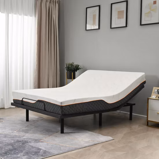 Massage de luxe Ports USB Split King Canapé-lit réglable Cadre Lit électrique